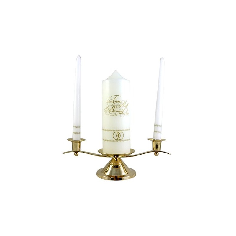 Gold Toned Unity Candle Holder for Wedding Ceremony, 12 Inch