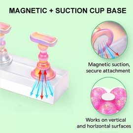 Nail Stand for Press On Nails – 2 Set Acrylic Nail Holders For Painting Nails, 10 Nail Stand, 60Pcs Adhesive Putty Clay, 1 Flower Shaped Base & Tweezer – Nail Art Practice Kit for Salon & Home