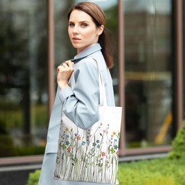 MQBMQB Vintage Flower Boho Tote Bag Aesthetic Reusable Grocery Bags Friendship Gifts for Women Best Friend Mom Sisters Beach Bag Weekender Bag for Shopping Camping Vacation Christmas Birthday Gifts