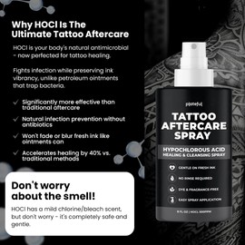 Tattoo Aftercare Spray (8 oz) - Hypochlorous Acid (HOCl) Tattoo Care, Lightweight Alternative to Cream & Ointment - Made in The USA