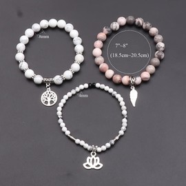 UEUC Tree of Life Yoga Healing Stone Bracelets,Multilayer Lotus Chakra Stone Reiki Bracelet Sets,Anxiety Crystal Natural Stone,for Women Stress Relief(#164)