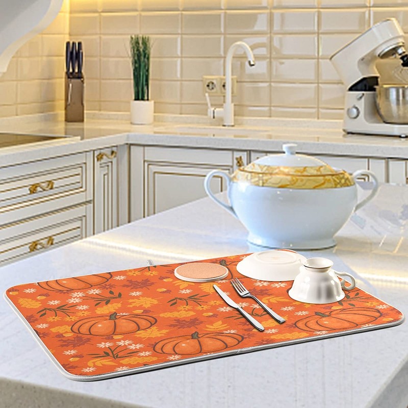 Alfombrilla de secado de platos de arce, de calabaza, 40,6