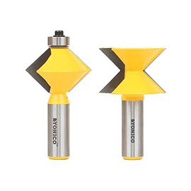 YONICO Router Bits Set Edge Banding Tongue and Groove 2 Bit V Design 1/2-Inch Shank 15225