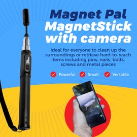 MagnetPal Telescoping Magnetic Pickup Tool, Extendable Magnet Pickup Tool, Telescopic Magnet with Borescope Camera App - HD Camera, LED Light, and Ultra-Strong Magnetic Stick Tip