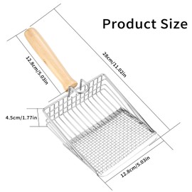 Cat Litter Scoop, Cat Litter Scoop for Cat Litter Tray Scoop, Metal with Wooden Handle, Cat Litter Scoop, Hole Spacing 7 mm, Length 27 cm