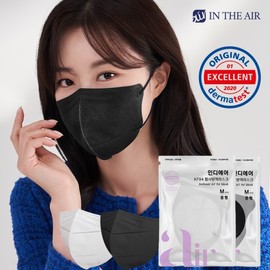 KF94 Indi Air Bird Beak Mask / Made in Korea / 3S Inner Fabric / Medium 50 Count / White Black Medium White 50 Count