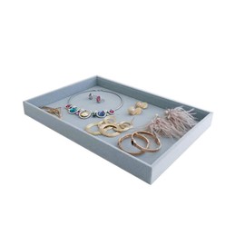 Svea Display Velvet Grey Jewelry Trays Premium Grade Drawer Insert Divider Stackable Organizer (open tray)