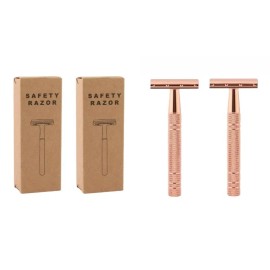 Unbranded Lot Of 2 Double Edge Safety Razor Blades Single Blade Reusable Rose Gold