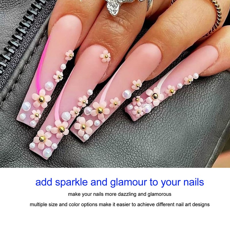 2 Boxes 12 Grids 3D Flower Nail Charms Resin DIY