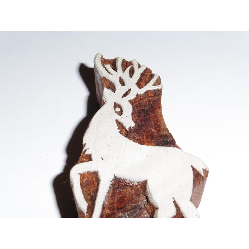 Reindeer Wooden Stamp Indian Hand Carved Printing Block