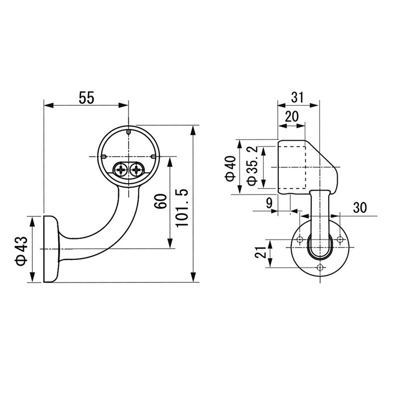 WAKI ABIRA Interior Handrail Hardware Warmth NES Wall Holder for