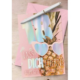 KE - 18th Birthday Card - Card for Age 18 Birthday in Set - Card in Foil - DIN B6 - Folding Card with Envelope