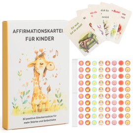 DAWRIS 32 Affirmation Cards for Children School Courage Cards Sentiment Cards for Children Self-Confidence Strengths Motivation Cards Mindfulness Cards Gift with Affirmations