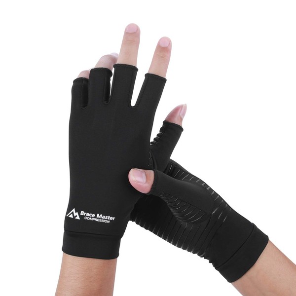2 Pairs Arthritis Gloves, Compression Gloves Support and Warmth for Hands, Finger Joint, Relieve Pain from Rheumatoid, Osteoarthritis, RSI, Carpal Tunnel, Tendonitis (Large, Black)