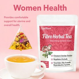 Leafroot Fibro Herbal Tea for Women Natural Remedy, Womb Cleanse & Restore Hormone Balance, with Honeysuckle, Chrysanthemum, Rose, Ginger, Wolfberry & Jujube