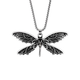 HAQUIL Dragonfly Necklace, Vintage Antique Dragonfly Pendant, Box Chain, Dragonfly Jewelry Gift for Women