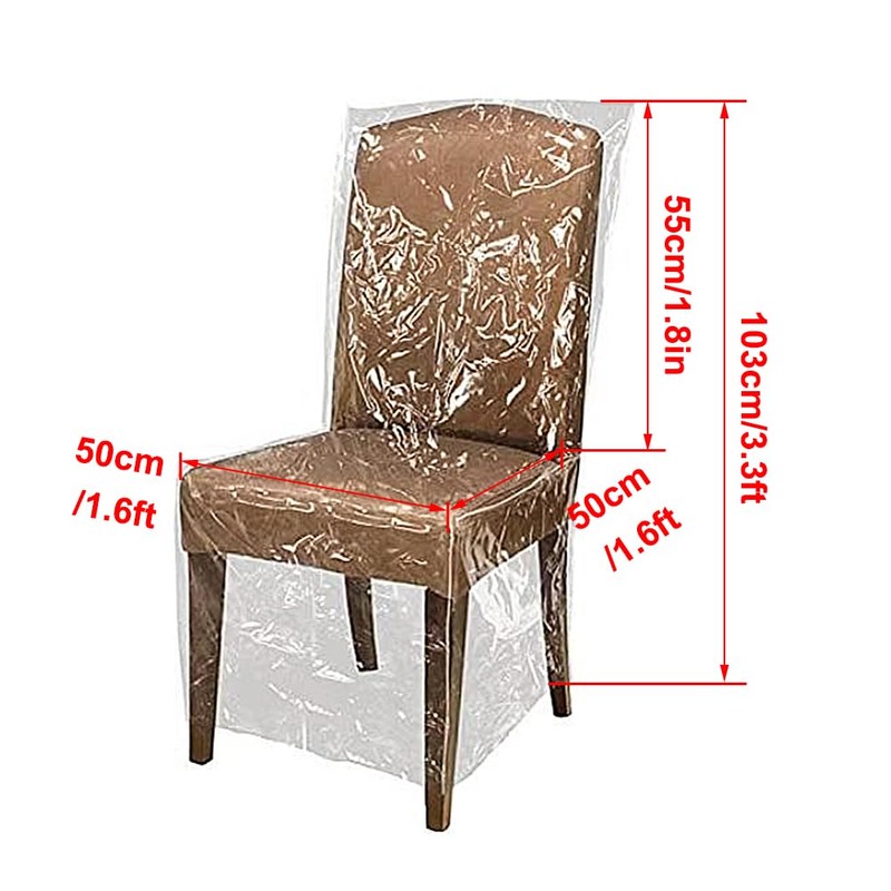 SagaSave Plastic Dining Chair Covers, 4 Pcs Clear Waterproof PVC
