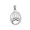 Fine Sterling Silver Cut-Out Bear Paw Charm Pendant Necklace, 16"