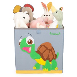 Flöckchen Children's Storage Box, Premium Toy Box for Children's Room, Toy Box (33 x 33 x 33) Brings Order to the Kallax Shelf, Children's Motif (Sophie the Turtle Grey)
