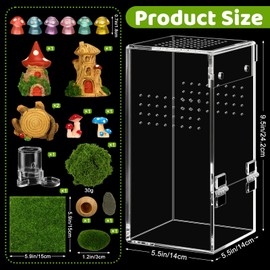 Jumping Spider Enclosure Kit Acrylic Terrarium Reptile Enclosure Accessories Insect Habitat for Mantis Tarantula Snail (Large)