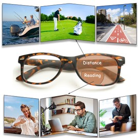 Soarea Bifocal Reading Glasses for Men Half Frame Metal Bifocals Readers Spring Hinge Blue Light Blocking Eyeglasses (2Packs, 3.00, multiplier_x)