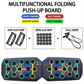 Portable Multifunctional Push-Up Board Set with Handles Foldable Fitness Equipment for Chest Abdomen Arms and Back Training lpcbec - Color: Board Rope