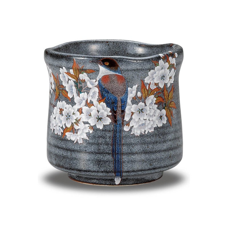 Waza no Kura Stylish Kutani Ware Teacup with Mountain Cherry