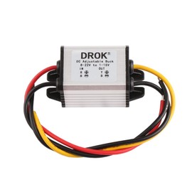 DROK Waterproof DC Buck Converter Voltage Regulator 8-22V to 3-15V 5V 12V 3A Adjustable Output Power Supply Transformer Step-Down Volt Module Board for Car Auto Vehicle Motor Regulated SR