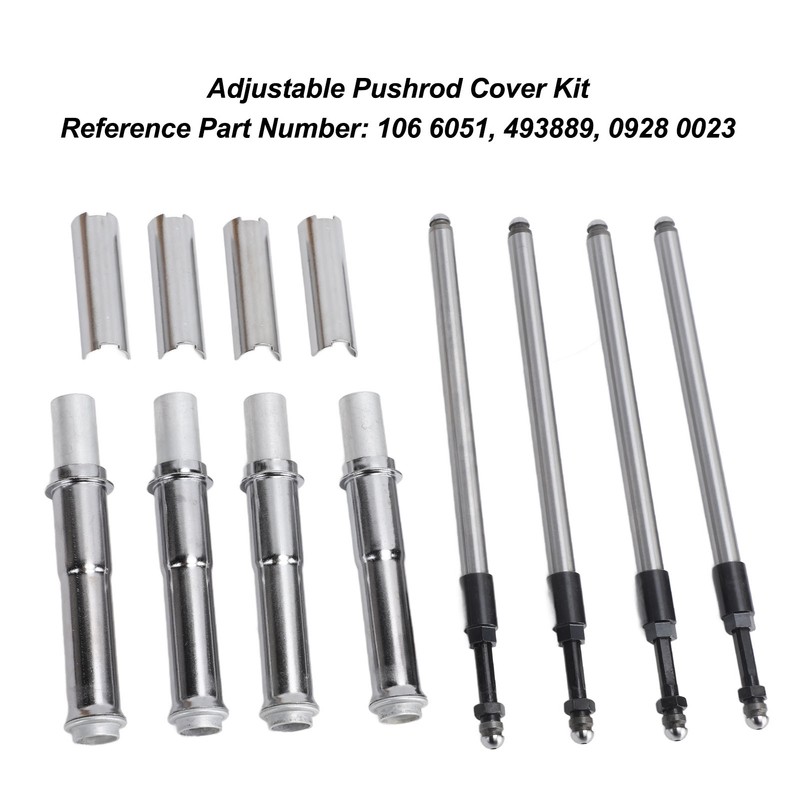 24PCS Adjustable Pushrods Cover Kit 0928 0023 Chrome Push Rod