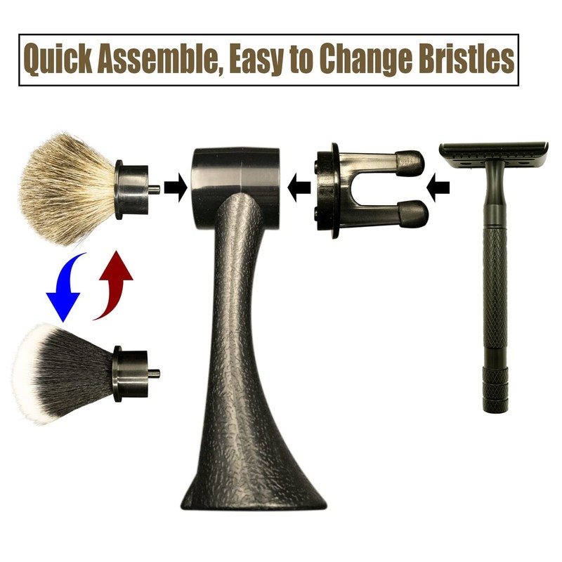 Kikc Juego de 2 brochas de afeitar hechas a mano