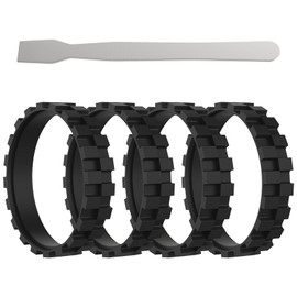 SATUY 4 Packs Tires Replacement for ROOMBA, Sweeping Robot Wheels Tires with Flathead Metal Pry Bars for Wheels Series 500 600 700 800 900 and I7 E5 E3