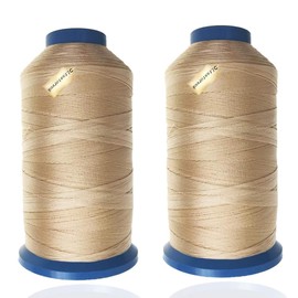 Lsgoodcare 2 Pcs T70#69 Beige T70#69 Nylon Sewing Thread for Upholstery Curtains Beading Luggage Purse Shoes Sewing Threads for Sewing Machine