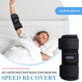Elbow Brace, Elbow Splint for Cubital Tunnel Brace for Sleeping-Immobilizer for Ulnar Nerve Brace Elbow Pain fit Men & Women