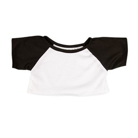 White Tee w/Black Sleeves Outfit Teddy Bear Clothes Fits Most 14"-18" Build-a-Bear and Make Your Own Stuffed Animals
