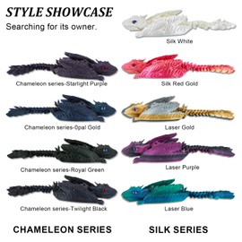 3D Printed 13.5 inch Feathered Wyvern Dragon, Flying Articulated Dragon Animals Pack,Desktop Ornament,Desktop Pet Toys,3D Printed Fidget Toys Stuff(Chameleon Series-Opal Gold)