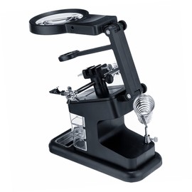 Operitacx Lupen-Lötstation Schweißlupenstation Lupenständer station Lupe Schweißständer Halter für Schweißarbeiten Lupenschweißen Vergrößerung Lampenlampe Lötlupe Abs Schwarz