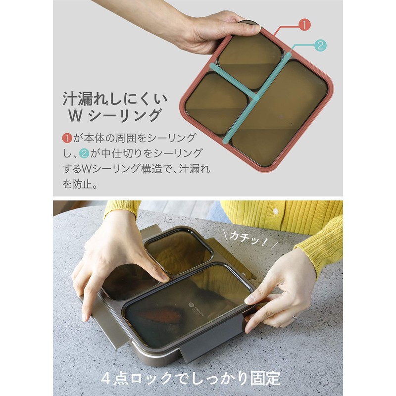 Foodman DSK Bento Box, Standing and Transporting, Thin Bento Box,