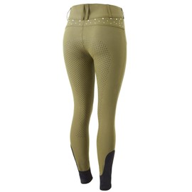 HORZE Womens High Waist Full Seat Breeches with Crystals - Winter Moss Green - 30