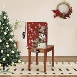 Bseical 6 x Christmas Chair Covers, Universal Chair Cover, Chair Cover for Christmas, Christmas Chair Covers for Dining Room, Dinner, Christmas Party Cutlery Decoration (A)