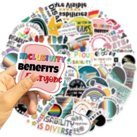 Disability Pride Stickers,50 PCS Disability Pride Vinyl Waterproof Decals for Water Bottles Computer Bicycle Skateboard Luggage Phone Pad Laptop Kids Teens Stickers Pack