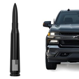 American Flag Car Truck Bullet Antenna for GM Chevy Silverado GMC Sierra 1500 2500 3500 HD Avalanche Denali, Anti Theft Design & Carwash Safe, Pickup Trucks Accessories (Matte Black)