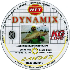 WFT Round Dynamix Zander Yellow Braided Line for Zander Fishing, Predatory Fish Line, Yellow Fishing Line, Diameter / Load Capacity: 0.10 mm / 9 kg Load Capacity
