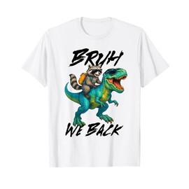 Back To School Raccoon Riding Dinosaur T rex Teachers Kids T-Shirt