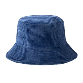 niumanery Unisex Winter Warm Corduroy Velvet Bucket Hat Ribbed Solid Color Fisherman Cap Navy