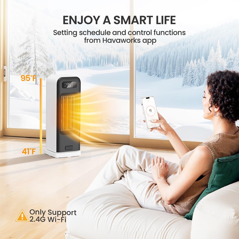Space Heater for Bedroom, Smart Electric Heater with WiFi and