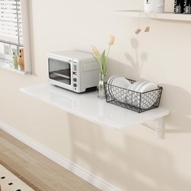 YJZXXLSH Wall Mounted Laundry Room Folding Table，Fold Down Desk for Small Spaces |Office|Study|Work Bench|Kitchen Dining Restaurant| Home Bar | Waterproof Easy to Install and Clean(WHITE, 35.5"x19.7")