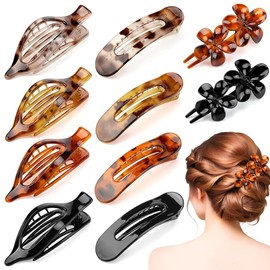 XFSRG 10 Stück Haarspangen Damen Flache Oval Haarklammern Starke Griff Duckbill Clips für Dünnes Dickes Haar Einfache Schlichte Haaraccessoires (D)