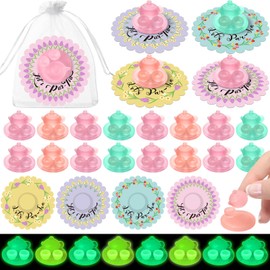Rotatingpals 24 Set Tea Party Favors Mini Tea Set Miniature Plastic Teapots Teacups Glow in the Dark Resin Figures with Cards for Carnival Prizes Party Supplies Birthday Gifts