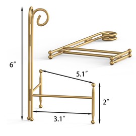 HEMYLU - Soporte de exhibición para placas, soporte de metal plegable para mesa, soporte de caballete decorativo para marcos de fotos, fotos, tarjetas de boda, carteles de letreros, cavas, 6 pulgadas