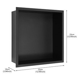 Eapmic Stainless Steel Shower Niche, Recessed Wall Shelf 304 Bathroom Storage Organizer, 13x13 Inch Insert Shower Shelf for Bathroom Kitchen Living Room Balcony (Black)